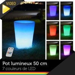 Location pot rond à led sur batterie ht 50 cm diam 40cm