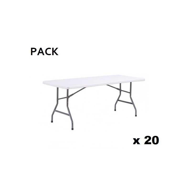 pack 20 tables rectangulaires 200 cm x 90 cm