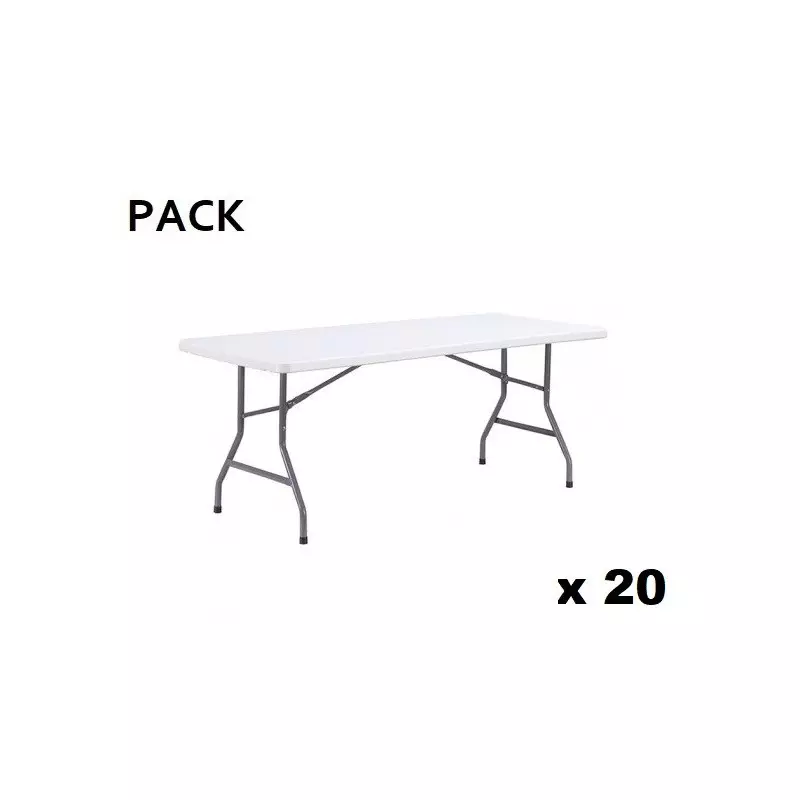 pack 20 tables rectangulaires 200 cm x 90 cm