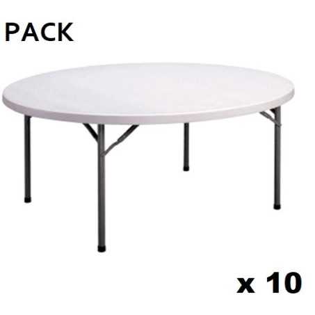 pack 10 TABLES RONDES 180 CM