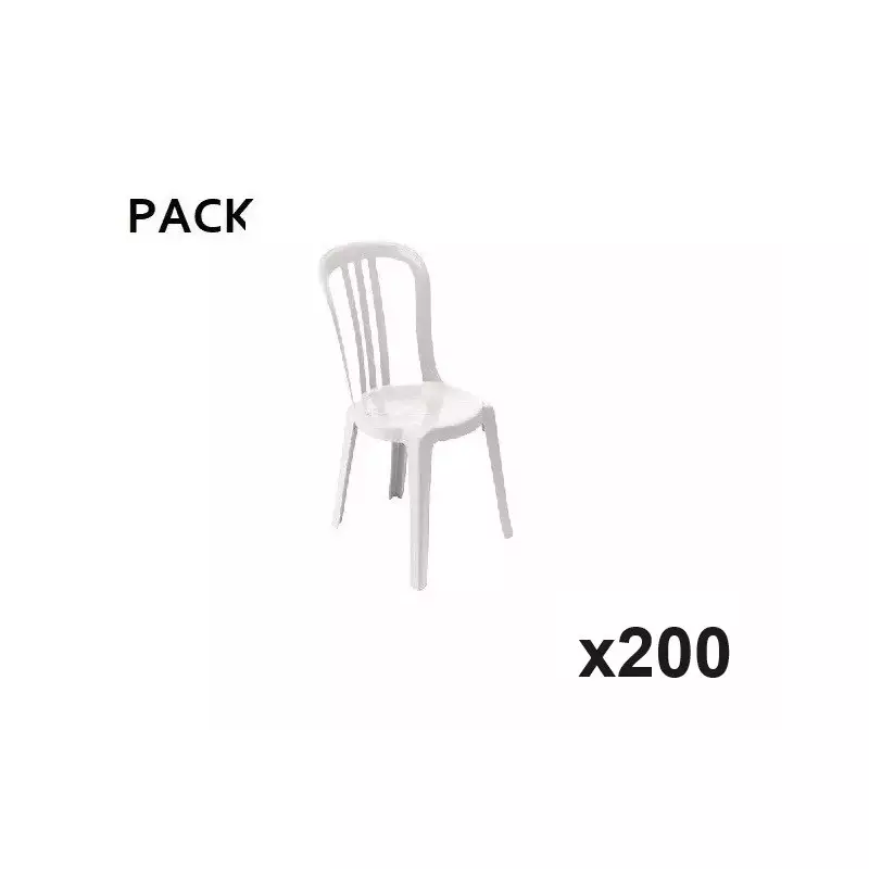 pack 200 chaises blanches plastiques miami