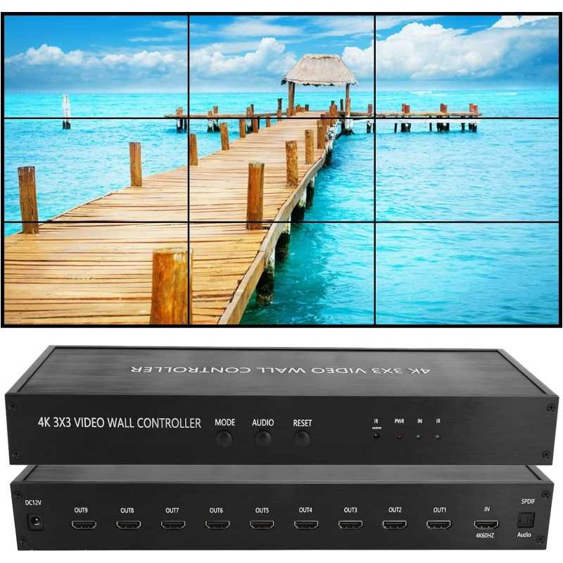 Location contrôleur de mur vidéo 3x3 HDMI 9 tvs